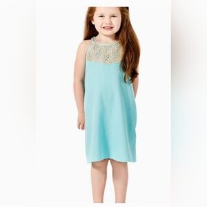 Lilly Pulitzer Blue & Gold Mini Pearl Shift Dress - Size 5